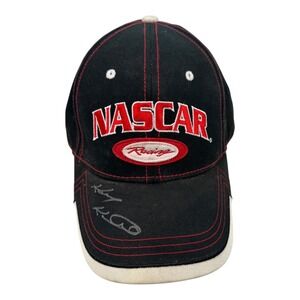 NASCAR Racing Hat Black Red Embroidered Autographed Kudzu One‎ Size